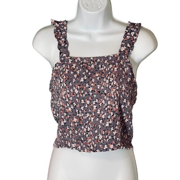 NWT. PINK ROSE GRAPE FLORAL CROP TOP. SIZE LARGE. - Picture 1 of 12
